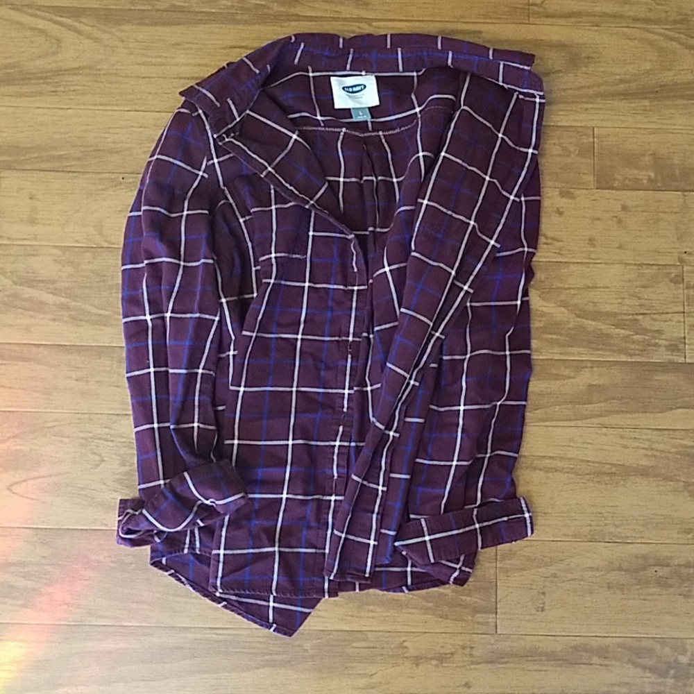 Old navy, large maroon plaid with blue/white strip